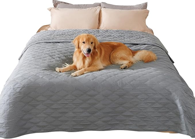 Luciphia 100% Waterproof Couch Cover Blanket for Dogs Anti-Slip Pet Couch Protector Sofa Mat Puppy Cat Blanket with Non-Slip Bottom, Light Grey, 82x120 Inch