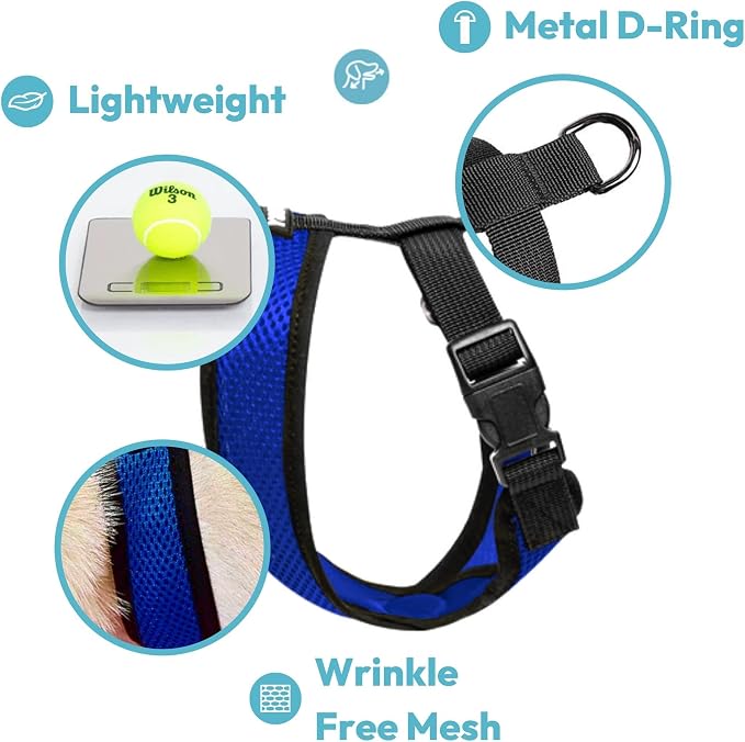 Gooby Choke Free Comfort X Soft Harness, Blue, Small