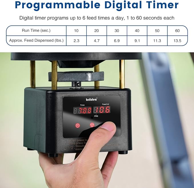 Automatic Chicken Feeder Timer, Briidea Poultry Feeder Motor and Timer Kit, Metal Spin Plate, Adjustable Mount, Ideal for Chickens, Ducks, Geese