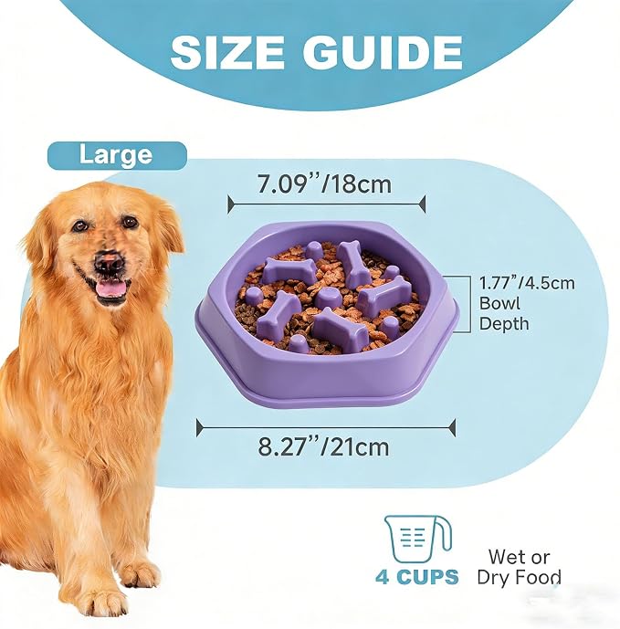 Slow Feeder Dog Bowls Anti Gulping Reduces Gastric Burden Prevents Bloat and Digestive Issues Safe Durable Material Easy to Clean Puppy Slow Feeder Bowl for Healthy Eating Excess Energy Management
