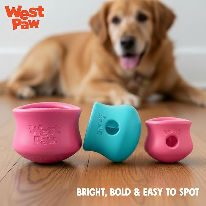 WEST PAW Zogoflex Toppl Interactive Treat Dispensing Puzzle Dog Toy for Mental Stimulation & Enrichment-Holds Kibble & Treats-Lickable, Freezable & Dishwasher Safe-Made in USA-Large-Geranium