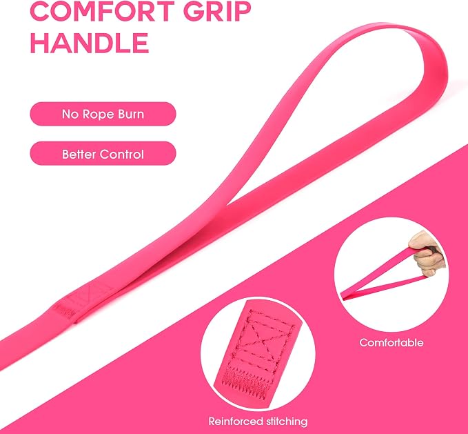 Wolfone 50ft Pink Long Leash - Waterproof Training Dog Leash for Recall, Swimming, Camping, Beach, Hunting, Walking
