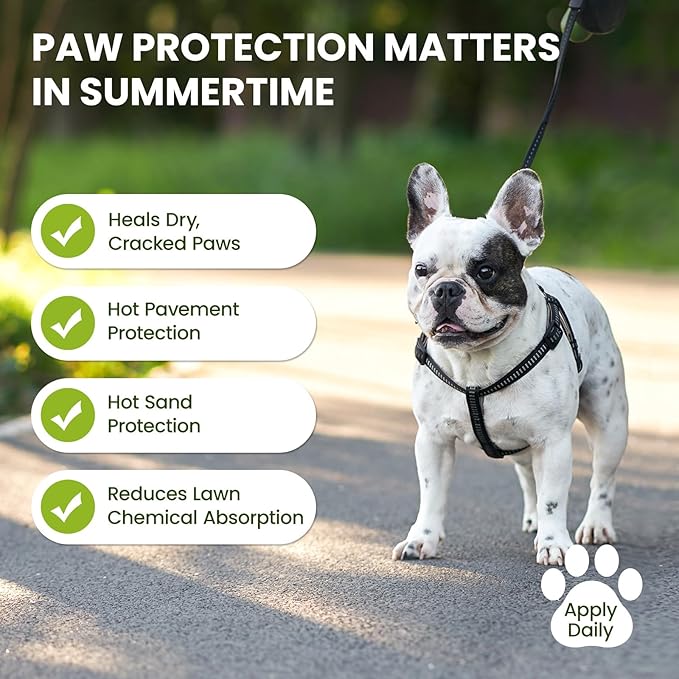 PawSono Lick-Safe Dog Paw & Nose Balm with Coconut Oil | All-Natural Moisturizer & Soother for Dry, Cracked Pads & Snout | Summer Hot Pavement & Sand Paw Wax, Nose Butter for Bulldogs(2.1oz *2)