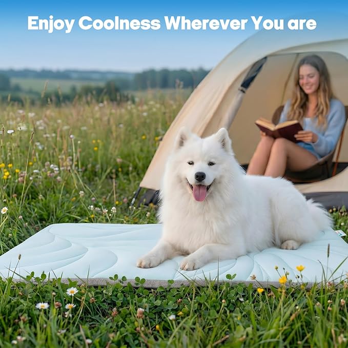 Vagascape Dog Cooling Mat New 5.0 Version Built-in Ice Pack, Long-Lasting Cool 6-8h, 30" x 20" Ultra Thick Soft Vine Pattern Pet Cooling Mat, Washable Foldable Large Cooling Pad for Indoor Outdoor