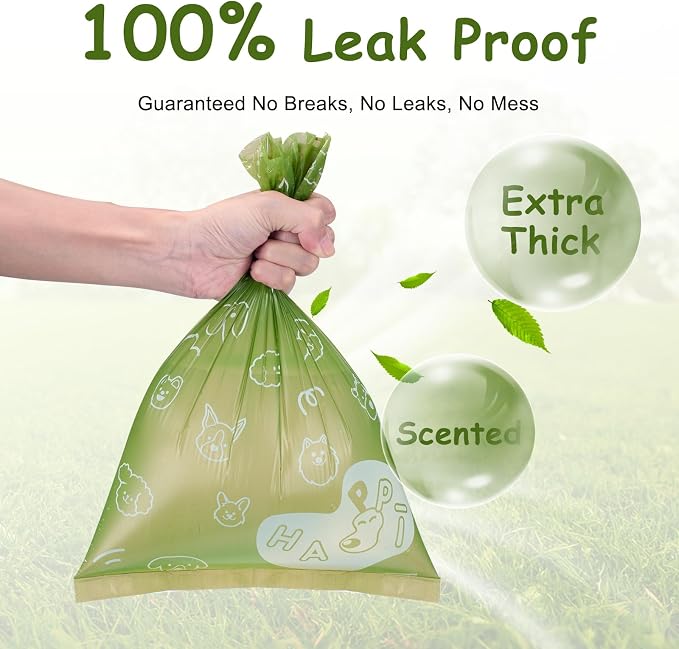 IUI Dog Poop Bags 160 Count, Lavender Scented Dog Waste Bags, 13"x9" Thick Leak-Proof Heavy Duty Pet Waste Bags for All Dogs, 8 Refill Rolls (Green)