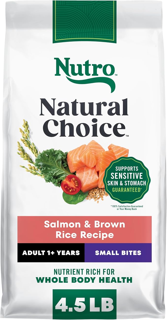 Nutro Natural Choice Adult Small Bites Dog Food, Salmon & Brown Rice Recipe, 4.5 lb. Bag