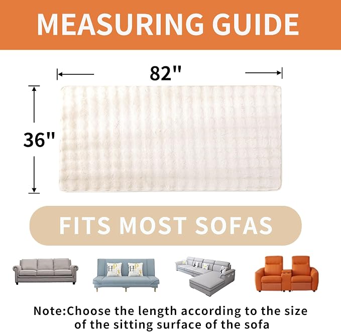 Waterproof Dog Bed Cover Non Slip Couch Covers for Dogs Washable Soft Faux Fur Sofa Cover Couch Covers for 3 Cushion Couch Sofa Pet Friendly (Off White)