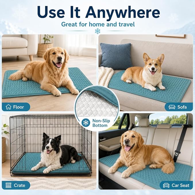GOLOPET Newly Upgraded Large Dog Cooling Mat 34x23 in,Ice Breathable Fabric, Solid Silicone Honeycomb Heat Dissipation Structure, Long-Lasting Coolness Cooling Mat for Dogs(Q-Max>0.5)