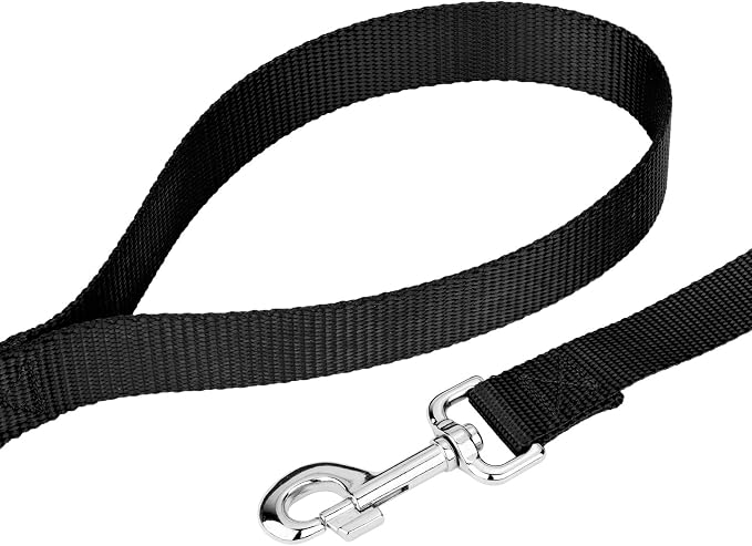 Country Brook Petz - Everyday Nylon Dog Leash - Strong, Durable, Solid Color Leash with Easy to Use Snap - 25+ Colors (1 Inch Wide, 6 Foot, Black)