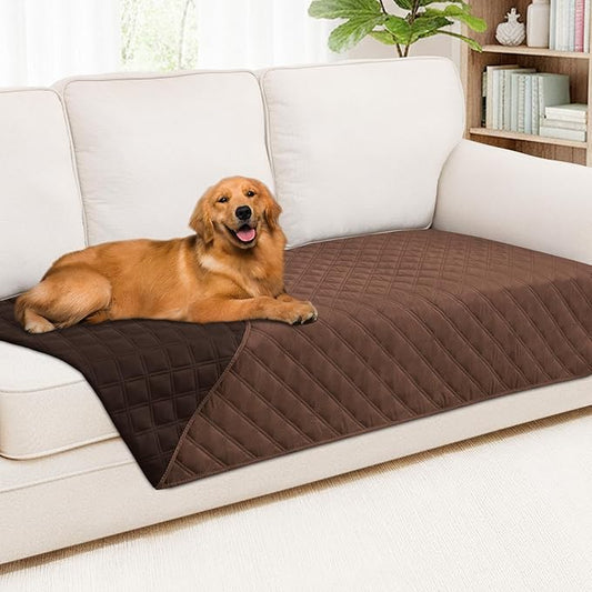 Smiry Waterproof Dog Bed Cover Pet Blanket, Soft Washable Dog Blanket for Furniture Bed Couch Sofa Reversible, Checkered (40"x90", Brown/Chocolate)