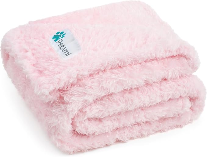 PETAMI Fluffy Fleece CAT and Dog Throw Blanket, Pink, Medium