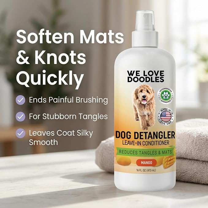 Dog Shampoo and Conditioner & Detangler - Best Goldendoodles, Poodles & Doodle Shampoo for Smelly Dogs, Sensitive Skin Puppy Shampoo, Goldendoodle Must Haves (Shampoo & Detangler (Mango))
