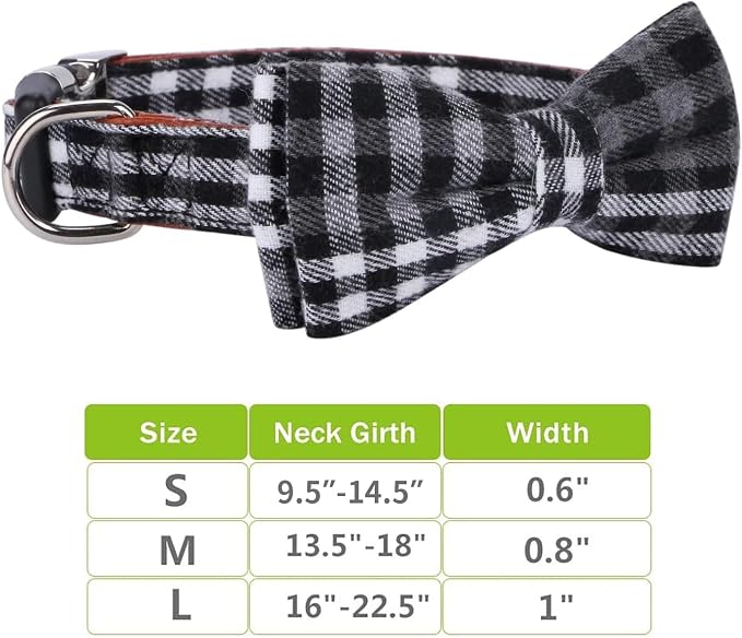 Faleela Soft &Comfy Bowtie Dog Collar,Detachable and Adjustable Bow Tie Collar,for Small Medium Large Pet (Medium (Pack of 1), Black and Whit)
