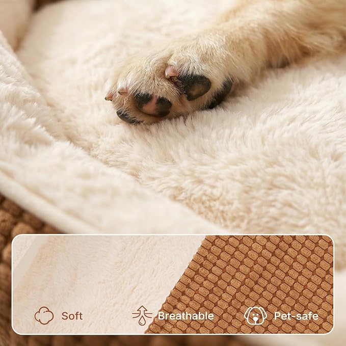 Veehoo 2 in 1 Dog Bed with Cover Cave, XL Dog Beds Indoor with Hooded Blanket, 48 inch Cozy Dogs Cave Bed with Removable Washable Cover for Extra Large Dogs Up to 110 lbs