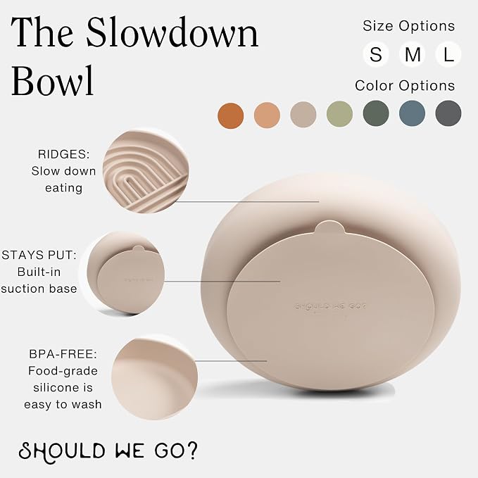 Should We Go? Slow Feeder Dog Bowls - Small Size Silicone Slow Eating Dog Bowl for Puppies & Dogs with Suction Cup -Dishwasher-Safe, Lick Mat Design, Reduces Gulping, for All Breeds, 6”x1.25”- Spruce