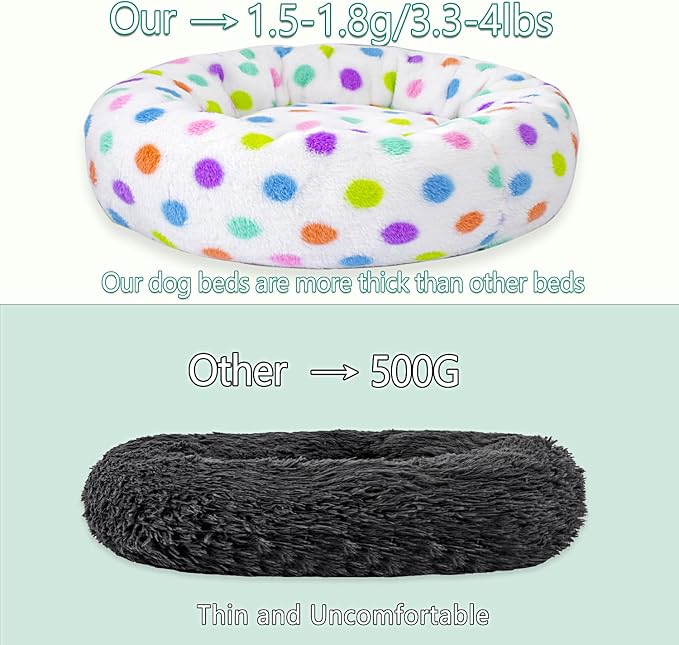 31 Inch Calming Dog Bed for Medium Dogs, Round Anti-Anxiety Warm Bed, Soft Cozy Anti-Slip Donut Washable Pet Bed, Fits up to 50 lbs Pets