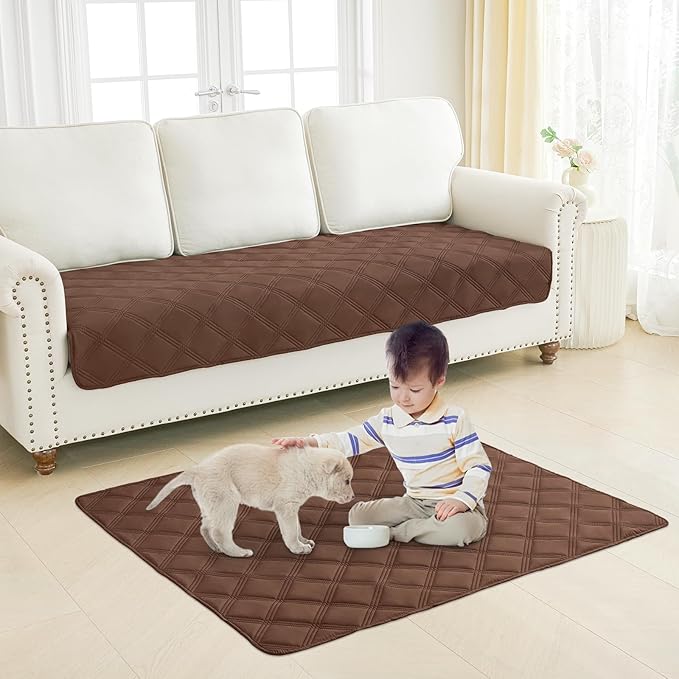Smiry Waterproof Dog Bed Cover Blanket 68x82, Soft Reversible Pet Blanket, Washable Leakproof Cats Dogs Couch Cover for Sofa, Couch, Furniture, Brown/Chocolate