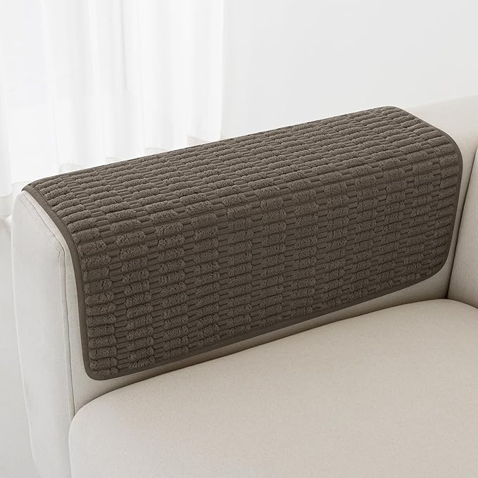 Foxdecor Couch Arm Covers Sofa Arm Cover, Arm Chair Covers Set of 2, Non-Slip Chair Arm Covers, Arm Rest Cover for Sofa, Armchair Slipcovers Couch Protector (Chocolate 30x30 inch)