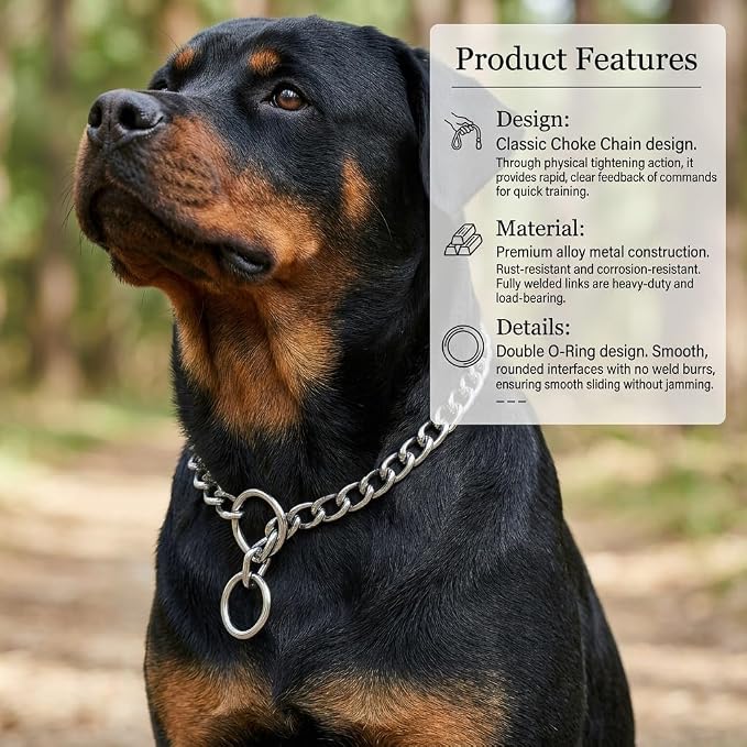 Freezx Chain Choke Collar for Dogs, Adjustable Metal Dog Training Choke Collars, Slip P Chains Alloy Steel Weather Proof Necklace for Small Medium Large Dogs (2XL, Diamete-4.0mm,Neck max 24 inch)