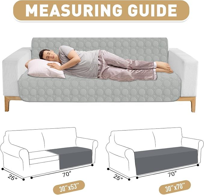 ZNSAYOTX Ultimate Cozy Blankets (30"x53") 100% Waterproof Sofa Mat Blanket for Dog Pets, Bed Couch Protector with Non-Slip Back Washable Durable, Pee Scratch Proof Easy to Clean (Light Grey)