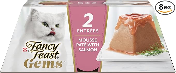 Fancy Feast Gems Pate Cat Food Mousse With Salmon and a Halo of Savory Gravy Cat Food - (Pack of 8) 4 oz. Boxes