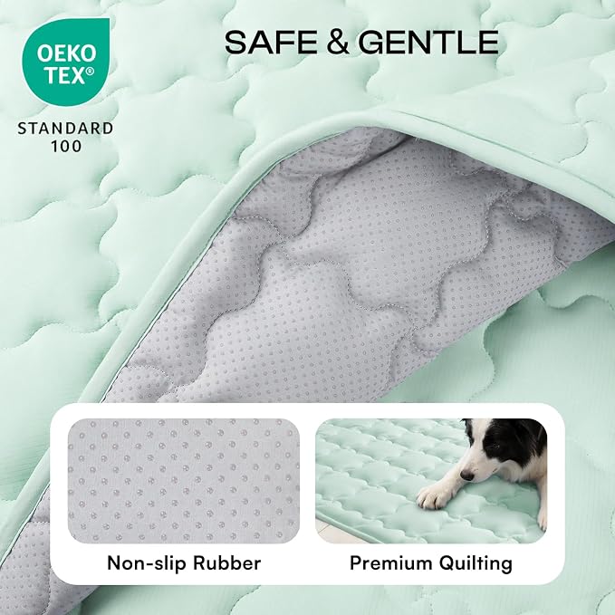 Luciphia Premium Dog Cooling Mat Non-Slip Q-MAX>0.5 Self-Cooling Pad for Medium Pet Indoor Portable Kennel Puppy Bed for Summer Crate Pad for Dog Washable Green 30x40 inches