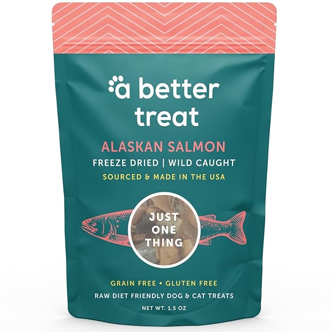 A Better Treat - Freeze Dried Salmon Dog Treats, Wild Caught, Single Ingredient | Natural High Value | Gluten Free, Grain Free, High Protein, Diabetic