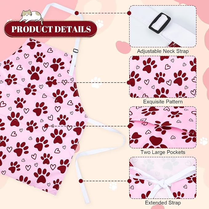 Dog Grooming Waterproof Apron with 2 Pockets, Cute Animals Puppy Dog Pets Apron