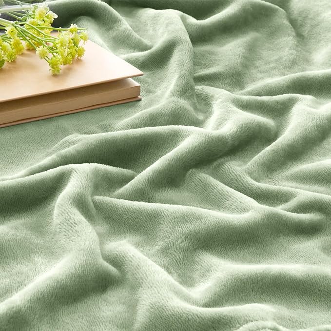 BEDELITE Fleece Blanket Twin Size Sage Grey Green Throw Blankets for Couch & Bed, Luxury Plush Cozy Fuzzy Blanket 60x80 inches, Super Soft Warm Lightweight Throw Blanket for Travel Camping