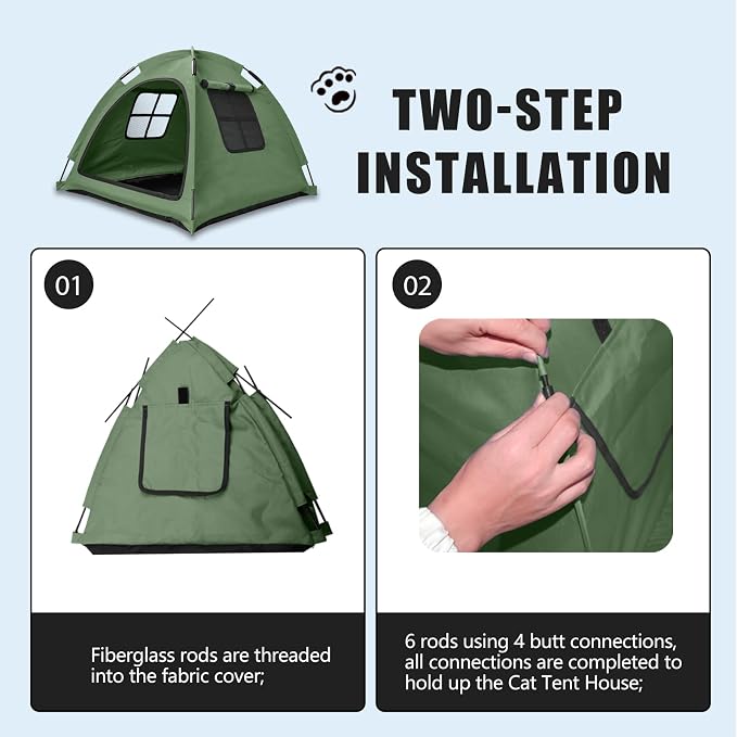 Anti-Anxiety Open Pet Tent for Cats & Dogs, Calming Hideaway | Soothing den, ventilated mesh, ripstop oxford, tip-proof. No-tools, washable cover. Indoor & outdoor. Up to 35lb. 5 colors