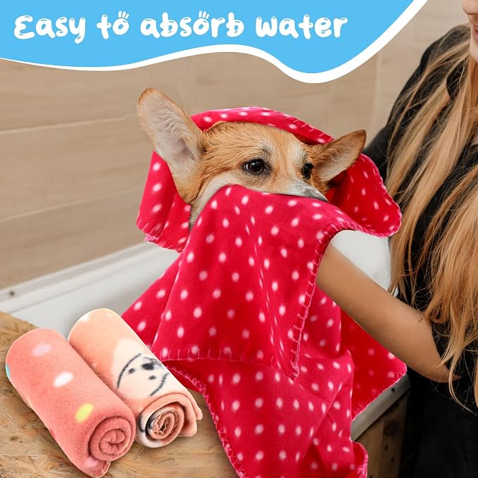 Eccliy 20 Pcs Puppy Blanket Pet Soft Fleece Dog Blankets Warm Felt Throw Sleep Mat Bed Covers for Doggie Puppy Pet Dogs Cat, 20 Styles (39 x 35 Inch,Mix)