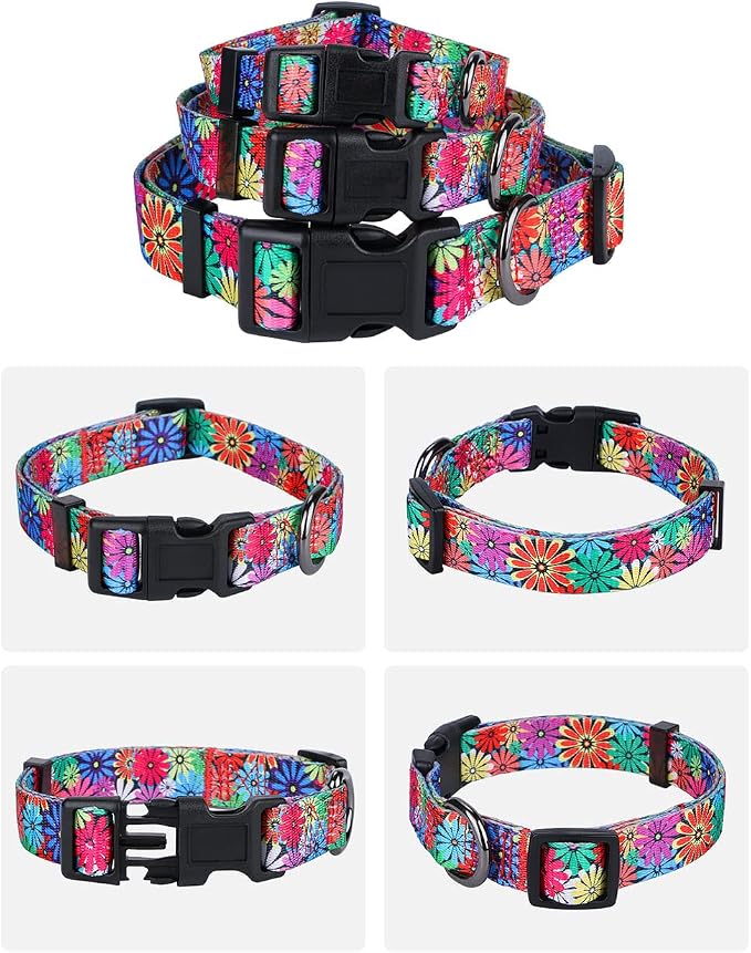 Dog Collar with Sunflowers Daisy Small