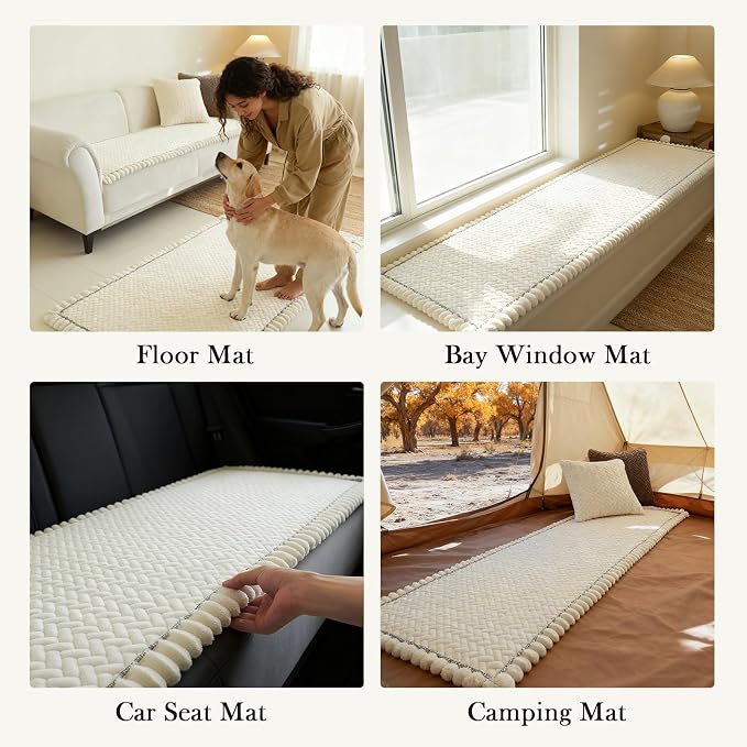 Herringbone Couch Cover for Dogs - Large Silicone Particles Non Slip Pet Sofa Protector Thick Soft Furniture Mat for Dogs Cats Washable Heavy Duty Slipcover for 3 Cushion Couch, Sectional