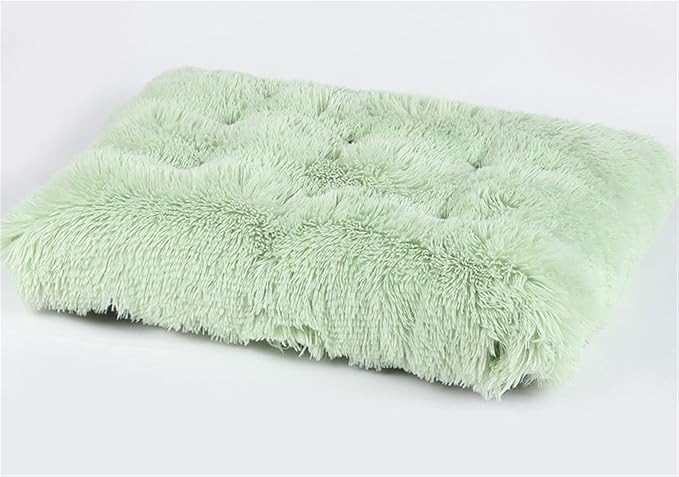 Long Plush Calming Pet Bed Cuddler Pet Bed for Dogs and Cats Fluffy Faux Fur Dog Bed with Anti Slip Bottom Machine Washable Pet Sleep Bed Crate Mat Mint L
