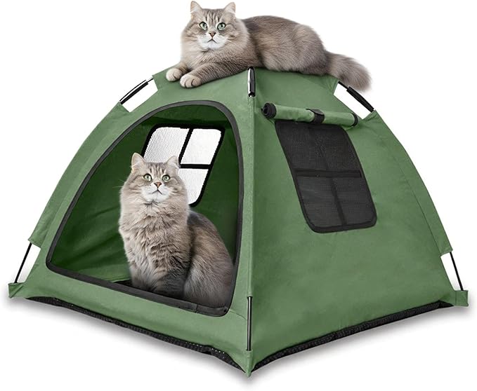 Anti-Anxiety Open Pet Tent for Cats & Dogs, Calming Hideaway | Soothing den, ventilated mesh, ripstop oxford, tip-proof. No-tools, washable cover. Indoor & outdoor. Up to 35lb. 5 colors