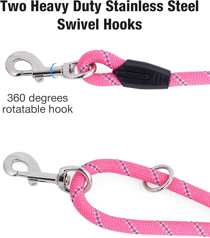 Long Dog Leash for Dog Training 16FT/30FT/50FT/100FT, Heavy Duty Dog Lead for Large Medium Small Dogs Outside Walking, Playing, Camping, or Yard 12Pink50FT