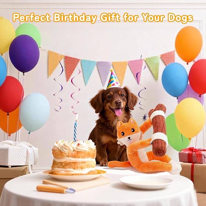 Squeaky Dog Toys,Plush Puppy Toys with Pull Branch,Tug of War Dog Toy for Dogs, Interactive Dog Toys for Small, Middle Dogs Under 55LB,with Crinkle Paper and Squeaker
