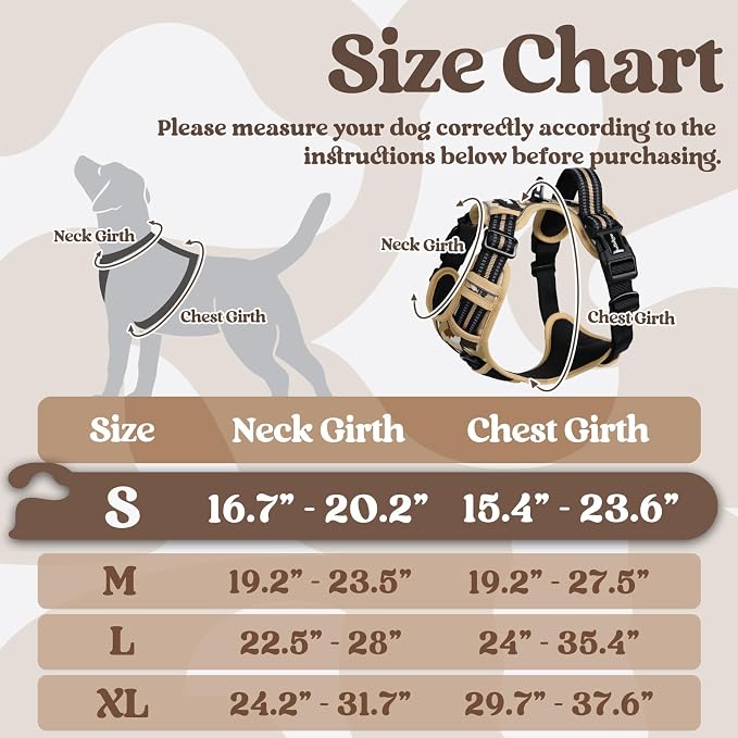 rabbitgoo Dog Harness Small Sized, No Pull Easy On & Off with 3 Buckles Pet Harness, Adjustable Soft Walking Vest with 2 Clips and Handle, Reflective for Small Dogs, Desert Ridge, S