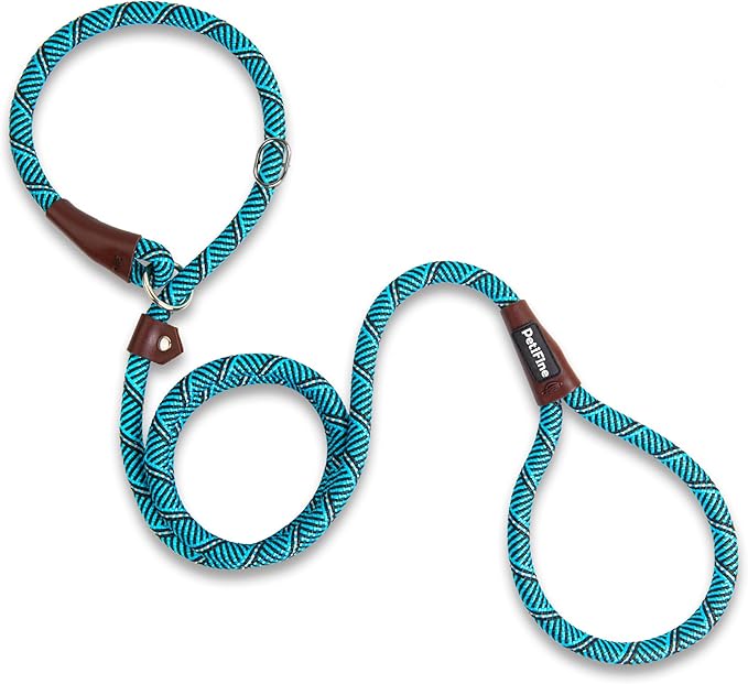 PetiFine Slip Lead Dog Leash,6FT x 1/2" Reflective Durable Dog Training Lead, Heavy Duty Adjustable Nylon Dog Rope Slip Leash for Small Medium Large Dogs (Blue)