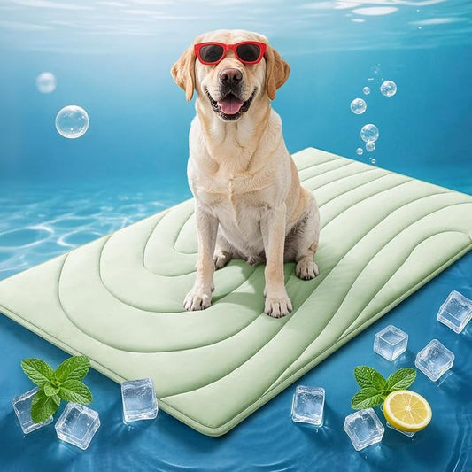 Cooling Mat for Dogs, 59" x 40" Self-Cooling Dog Bed with Arc-Chill Technology 3.0(QMAX>0.5), Non-Slip Washable Pet Cooling Pad for X-Large Dogs, Indoor Outdoor Floor Mat - Green