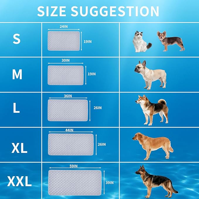 HAOMAIJIA Pet Cooling Mat for Dogs Thick Soft Washable Dog Cooling Mat Indoor Upgrade Waterproof Non-Slip Self Cooling Pad for Dog and Cat (Grey, 26'' x 44'' X-Large)