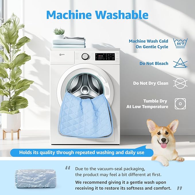 LOOBANI Dog Cooling Mat for Large Dogs 56"x36"- Cooling Pad for Dog, Cool Blanket for Dogs Machine Washable, Pet Cool Mat for Indoor, Outdoor, Couches, Crates, Car Seats for Trips (Blue, 56"x36")