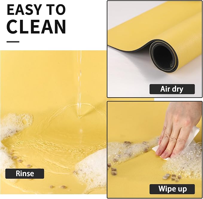 HotLive Dog Food Mat - Absorbent Cat Mat for Food and Water, No Stains Pet Feeding Bowl Mat, Easy to Clean Pet Placemats, Quick Dry Dog Water Dispenser Mat for Messy Drinkers | Paw Yellow 18"x 28"