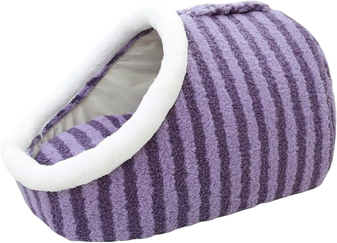 Warm Nest Bed, Soft Cozy Pet Cave with Removable Cushion, Non-Slip Washable Soft Slipper Cave for Small and Medium Pets (Purple, Small)