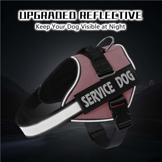 MUMUPET Service Dog Vest, No Pull Reflective Adjustable Harness with Handle, Soft Breathable Padding for Small Dogs, 2 Removable Velcro Patches (Pink, S)