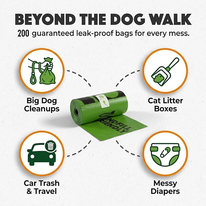 Doggy Do Good - 200 Count, Heavy Duty Poop Bags for Dogs - Standard Size - Dog Waste Bags Made with 50% Recycled Plastic + 15% Biobased Material - Landfill-Friendly, Unscented, Leak-Proof