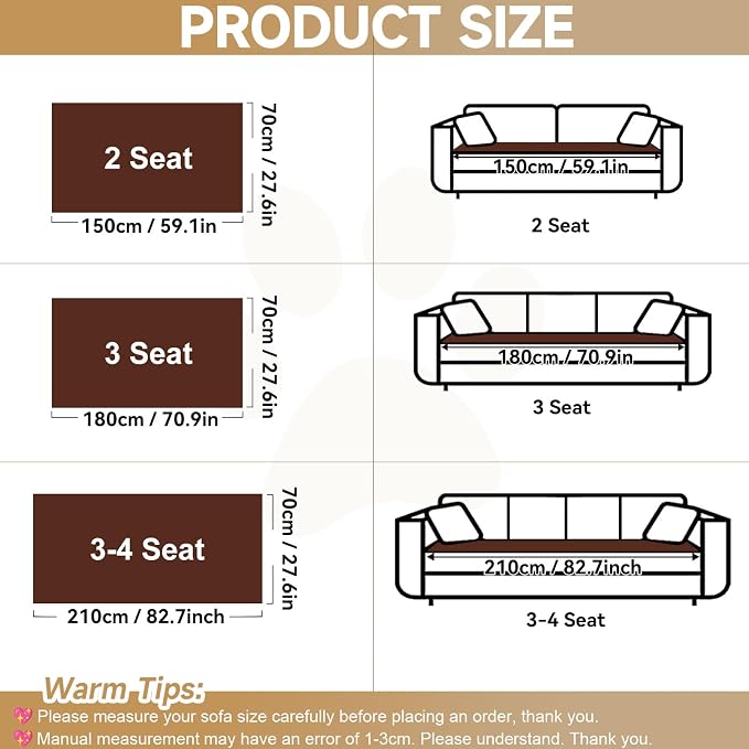 OTOB Sofa Covers for 3 Cushion Couch Washable, All Seasons Non Slip Fuzzy Pet Couch Cover, Soft Plush Geometric Jacquard Sofa Slipcovers, Kids Pet Friendly Dog Bed Mats (Dark Coffee, 27.6" x 70.9")
