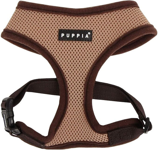 Puppia Soft Dog Harness No Choke Over-The-Head Triple Layered Breathable Mesh Adjustable Chest Belt and Quick-Release Buckle, Beige, X-Large