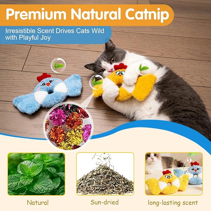 ETEKYER Cat Toys Bird, Catnip Toys for Indoor Cats Kitten, Crinkle Sound Interactive Cat Nip Kitty Kicker Toy 8.66 Inches for All Breeds