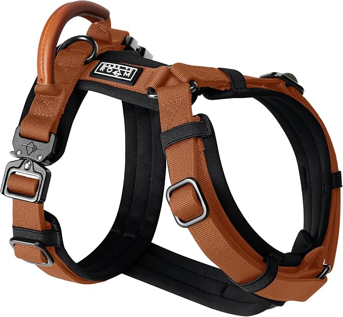 MADE TO ROAM Premium Explorer Harness - Y-Shaped Dog Harness with Adjustable Durable Nylon, Soft Padding, Metal Buckles and Leather Handle for Small, Medium, Large Dogs (Nevada Evening, Size 2)